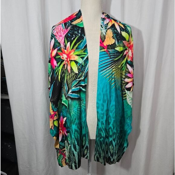 Chicos Tropical-Print Ruana Wrap Size Small/medium - Picture 8 of 10